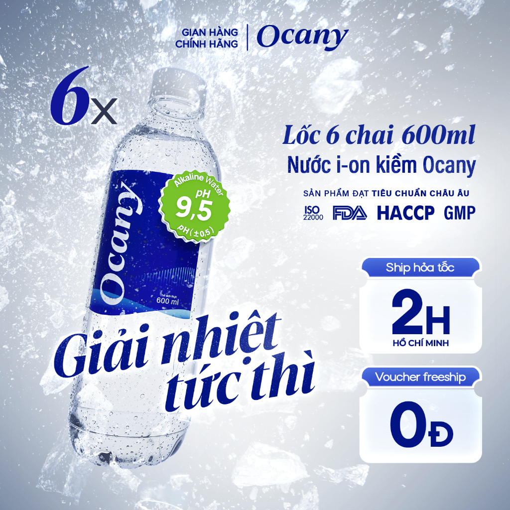 Ảnh Lốc 6 chai nước ion kiềm Ocany chai 600ml 1