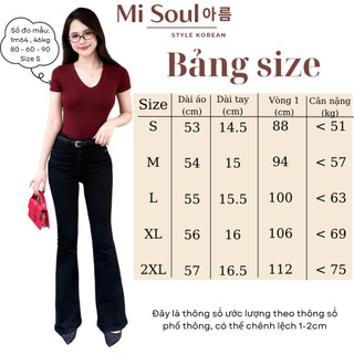 Áo Thun Cộc Tay Cổ Tim Nữ Chất Cotton Mềm Mại BigSize Misoul, Áo Thun Trơn Cổ V Basic 406
