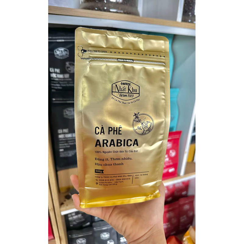 Cà phê Arabica Cầu Đất Rang Mộc - Cà phê hạt rang xay mộc pha phin pha máy cold brew Nhất Khu coffee 500gram