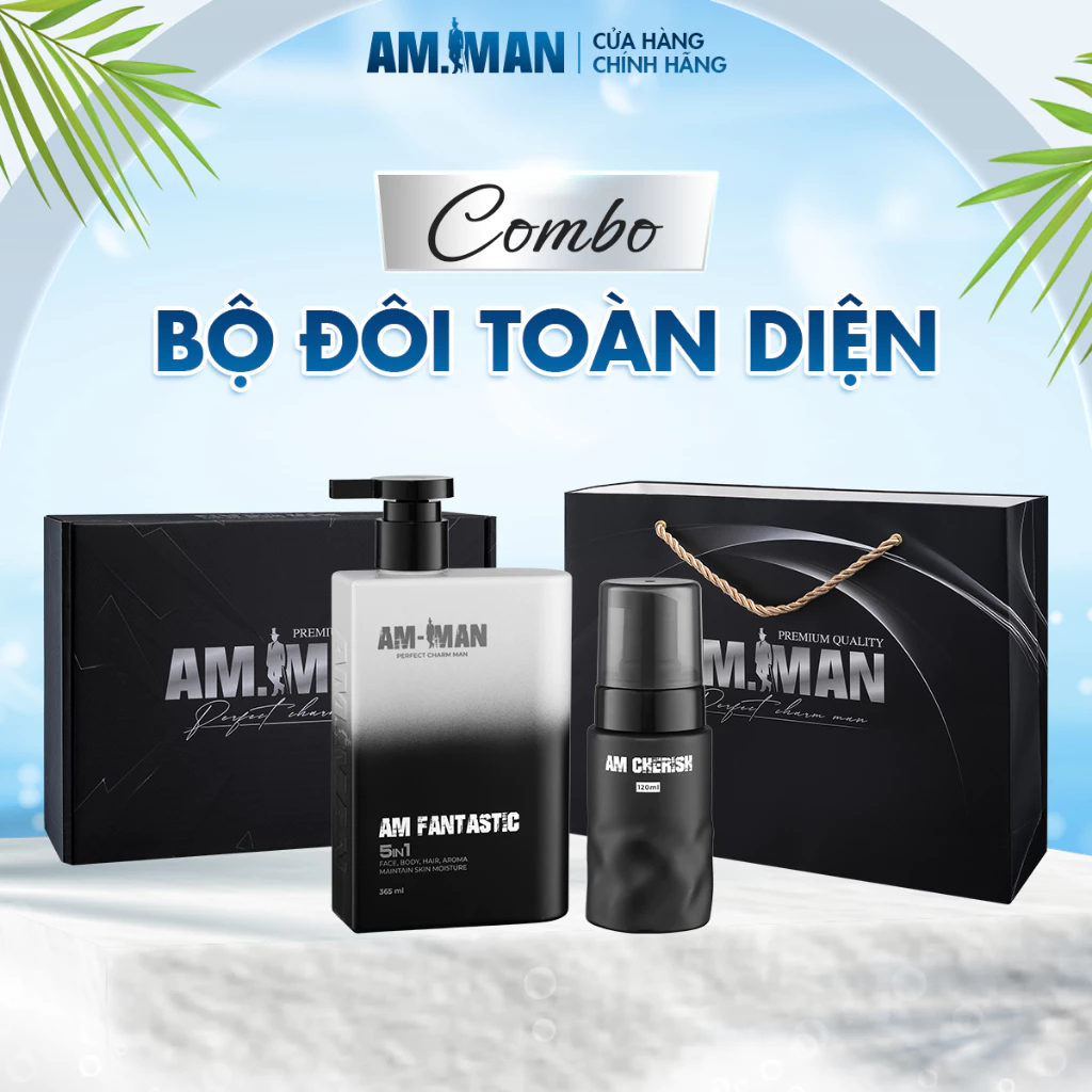 Combo Sữa tắm gội nam AM FANTASTIC 5 in 1 365ml và Bọt vệ sinh nam AM CHERISH 120ml AM-MAN