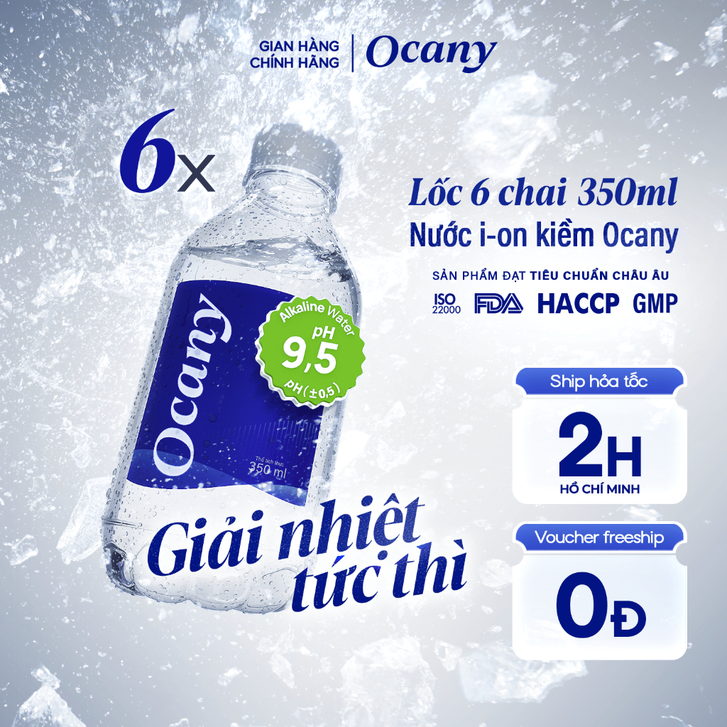 Ảnh Lốc 6 chai nước ion kiềm Ocany chai 350ml 1