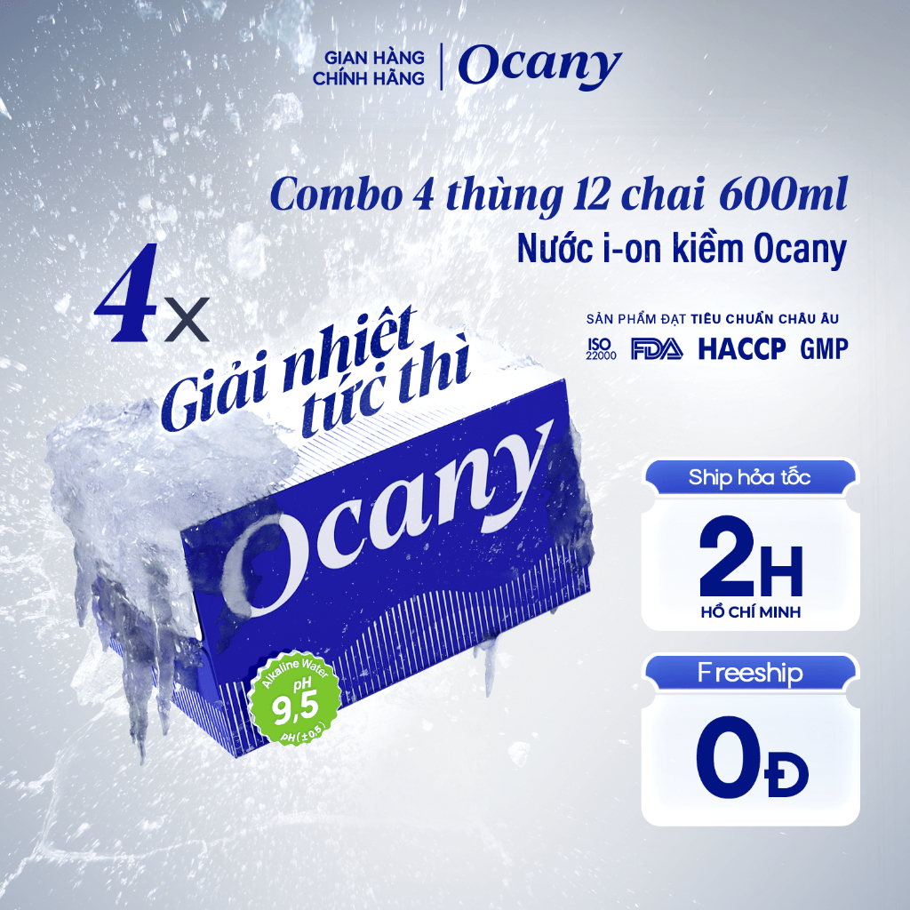 Ảnh Combo 4 thùng 24 chai nước ion kiềm Ocany chai 600ml 1