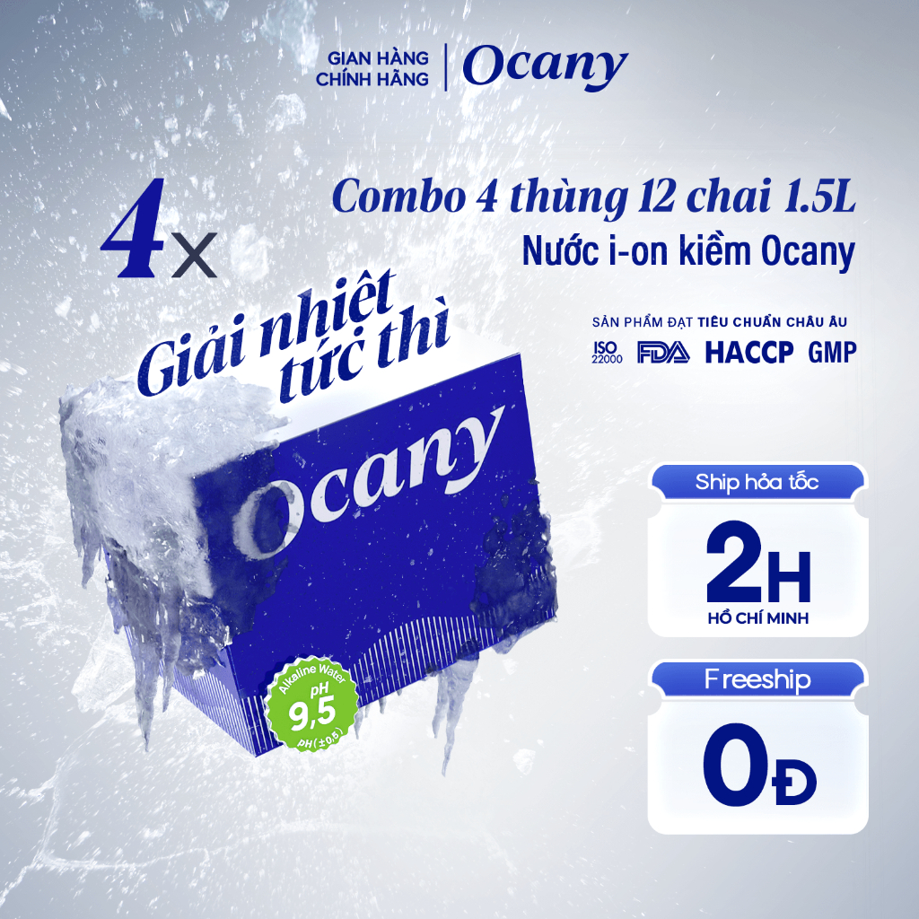 Ảnh Combo 4 thùng 12 chai nước ion kiềm Ocany chai 1.5l 1