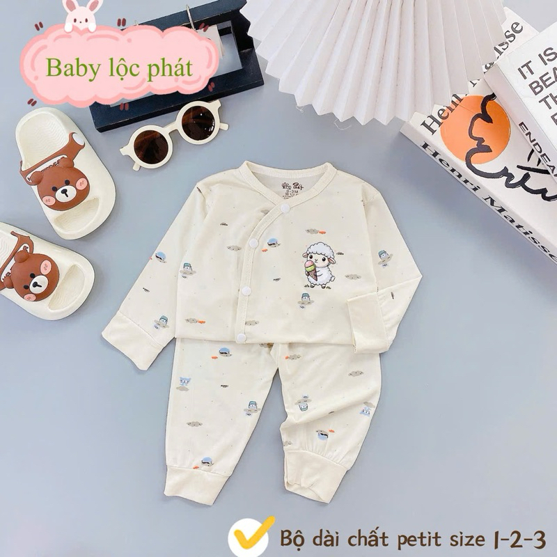(LPDT 20) Bộ quần áo sơ sinh thun lạnh PETIT dài tay cho bé mềm mịn thoải mái 0 - 9kg