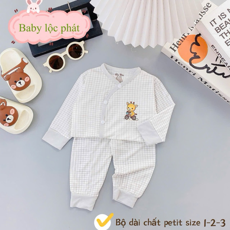 (LPDT 20) Bộ quần áo sơ sinh thun lạnh PETIT dài tay cho bé mềm mịn thoải mái 0 - 9kg