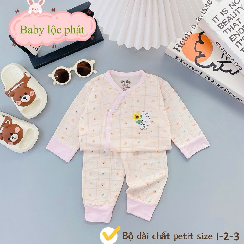 (LPDT 20) Bộ quần áo sơ sinh thun lạnh PETIT dài tay cho bé mềm mịn thoải mái 0 - 9kg