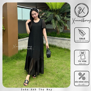 Váy đuôi cá phối tay vải voan kính - Xuananhthomay