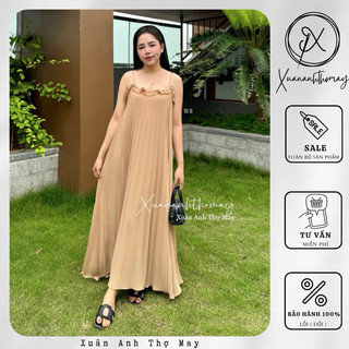 Váy 2 dây maxi dập ly - Xuananhthomay