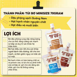Túi Bơ Minisize 70g Spoon It Up Minisize 70g – Tiện Lợi Mang Theo, Béo Bùi Tự Nhiên, Không Đường, Không Dầu