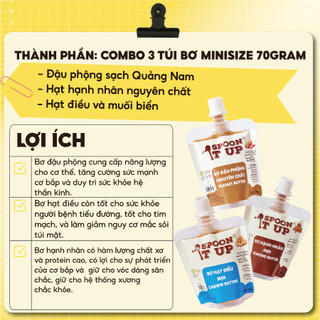Combo 3 Túi Bơ Nguyên Chất Spoon It Up – Không Đường, Không Dầu – Tiện Lợi Mang Theo Eat Clean & Gym
