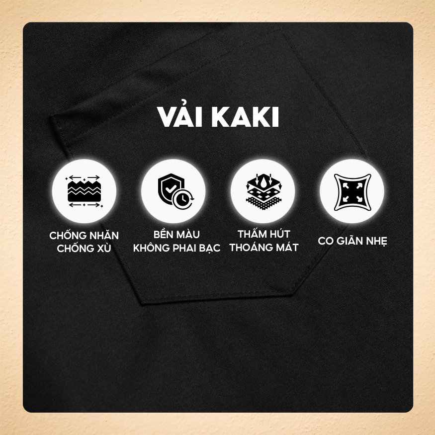 Quần Short Nam vải KAKI CANVAS lưng chun, dây rút dễ dàng điều chỉnh, cao cấp, nam tính, trẻ trung, năng động - FEAER