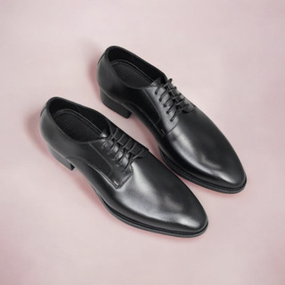 Giày Derby HH2 - JOG04 , thiết kế High heel hiện đại , da bò mộc , đế phíp gỗ cao 4,5cm ( HH2 )