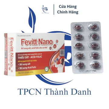 Viên Uống FEVITT NANO Bổ Sung Sắt, Viên Bổ Máu, Cải Thiện Tình Trạng Thiếu Máu Và Sắt Cho Cơ Thể - Hộp 30 Viên
