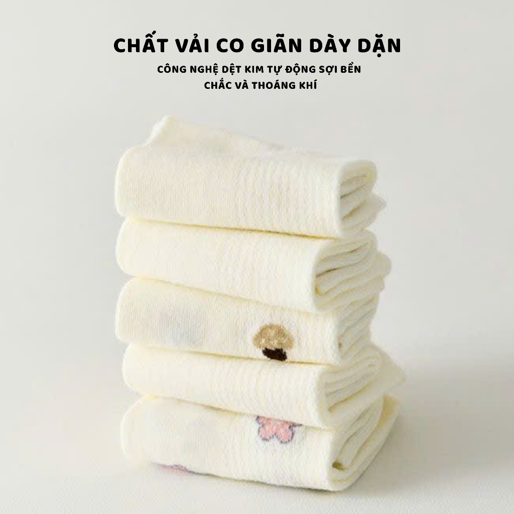 Tất vớ nữ cổ thấp họa tiết hoa đáng yêu, chất liệu mềm mại thoáng khí - Ekiu Shop
