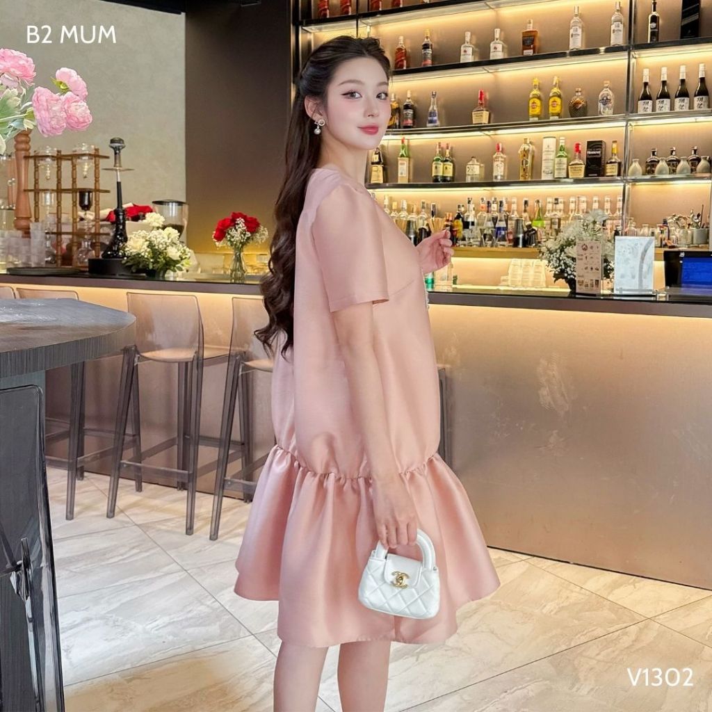 Váy Bầu Babydoll Đi Tiệc Chất Tafta Đầm Bầu Mùa Hè Thiết Kế Tiểu Thư Thanh Lịch - B2 MUM - V1302