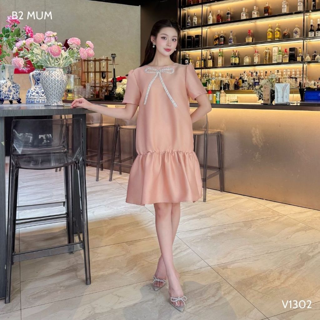 Váy Bầu Babydoll Đi Tiệc Chất Tafta Đầm Bầu Mùa Hè Thiết Kế Tiểu Thư Thanh Lịch - B2 MUM - V1302