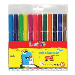 Bút Lông Màu Smartkids WM03 12 màu tô Dành cho bé từ 4 tuổi - 10 tuổi Màu sắc tươi sáng, cường độ màu cao, bền màu