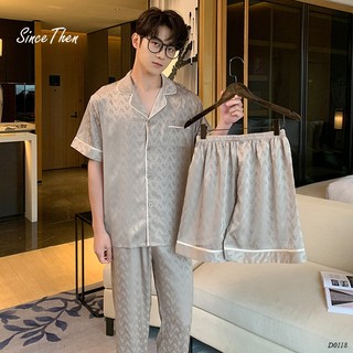Đồ ngủ nam cao cấp set 3 món cực chất, bộ ngủ lụa cho nam (Kèm ảnh cận vải)