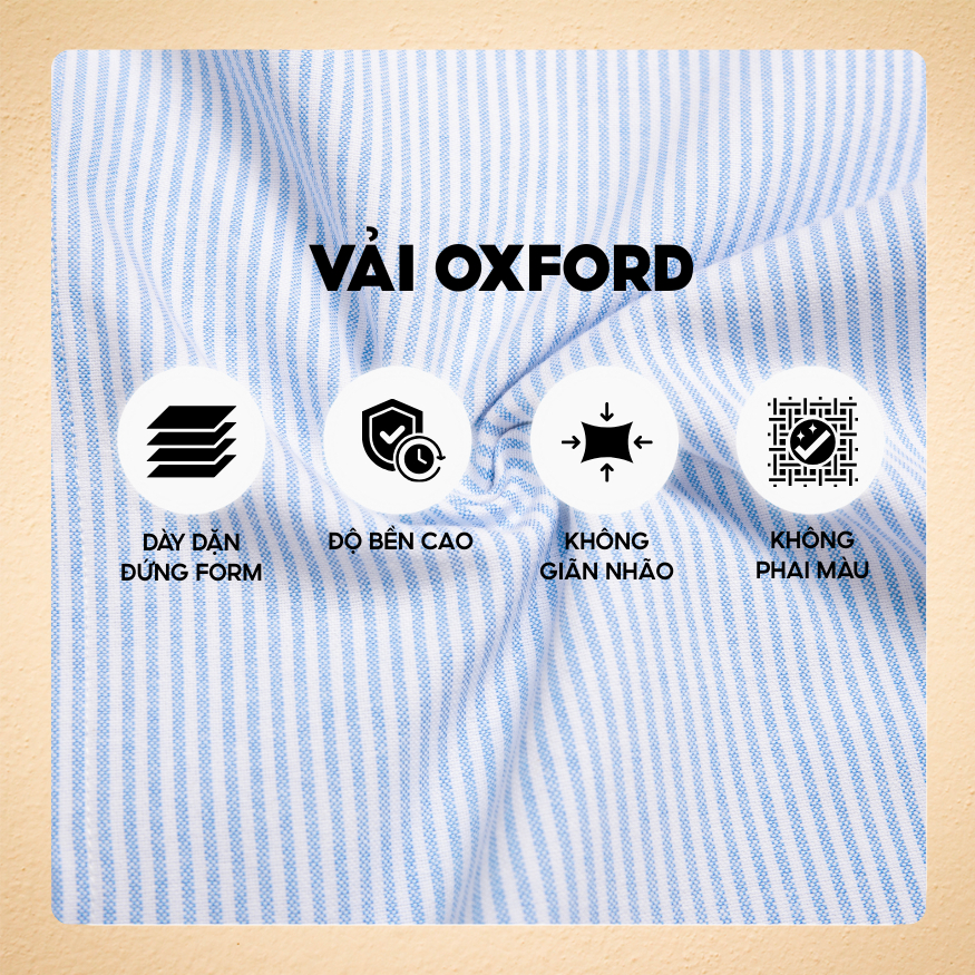 Áo sơ mi sọc nam Hearts tay ngắn, vải Oxford cao cấp, thấm hút tốt, logo thêu quân bài đặc biệt - FEAER