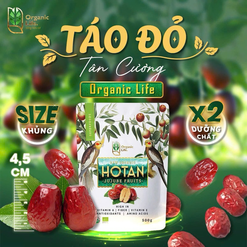 Táo đỏ Tân Cương hữu cơ Organic Life Dried Hotan Jujube