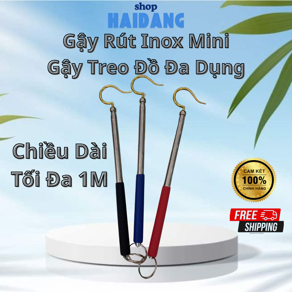 Gậy Rút Inox Mini Dài 1M,Sào Rút Đa Năng Mini Có Đầu Móc,Gậy Rút Cao ...