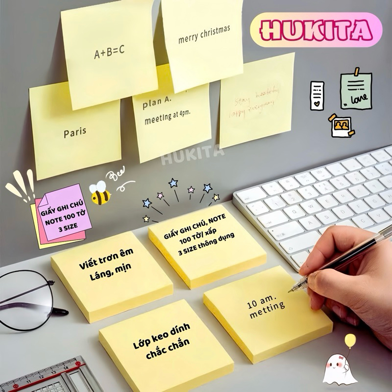 100 Tờ Giấy Note Nhiều Size Keo Dính Chắc Chắn | Shopee Việt Nam