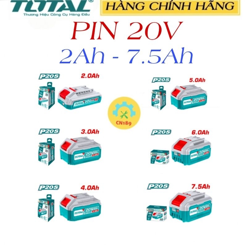 PIN TOTAL 20V 2Ah, 3Ah, 4Ah, 5Ah, 6Ah, 7.5Ah HÀNG CHÍNH HÃNG (DÙNG ...