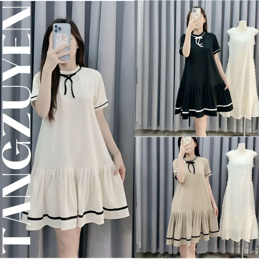 (Nhiều mẫu) Váy đuôi cá cộc tay dáng rộng suông Đầm bầu nữ bigsize oversize babydoll cute dễ thương to T619G