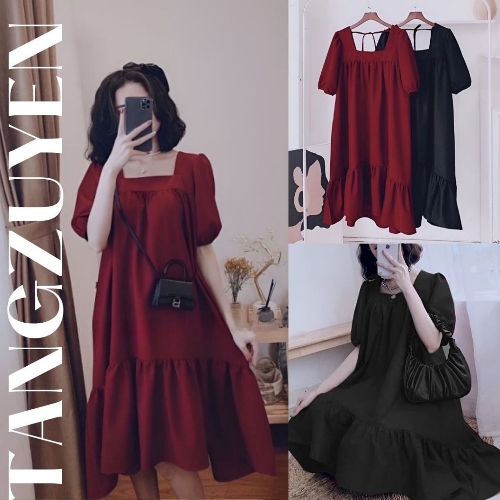 (Nhiều mẫu) Váy đuôi cá cộc tay dáng rộng suông Đầm bầu nữ bigsize oversize babydoll cute dễ thương to T619G