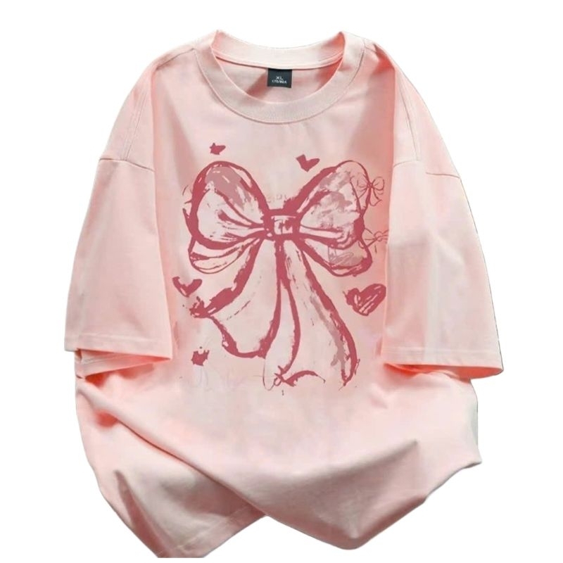 Áo phông from rộng tay lỡ chất vải cotton - nơ Loang