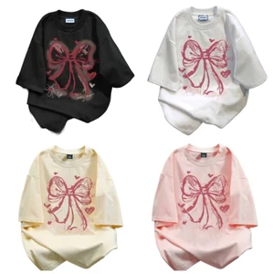 Áo phông from rộng tay lỡ chất vải cotton - nơ Loang
