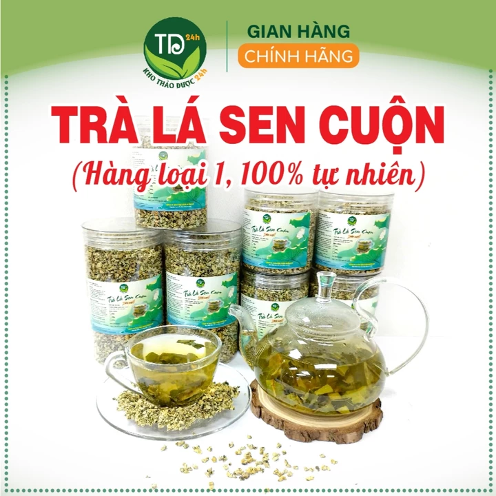 Trà lá sen non cuộn (lá sen vo viên sấy lạnh), thanh nhiệt, thanh lọc cơ thể, trợ tiêu hóa, hỗ trợ giảm stress, ngủ ngon