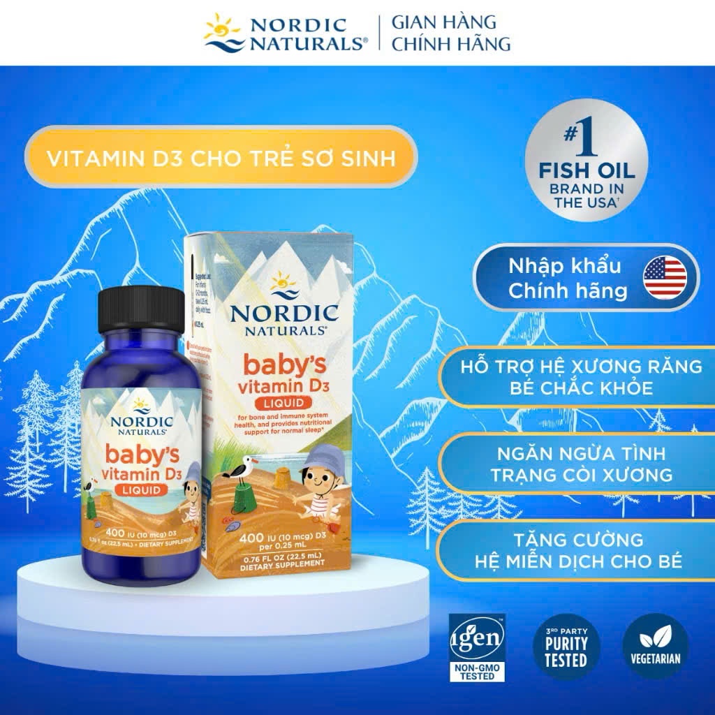 [12/26]Vitamin D3 thuần tinh khiết Nordic Naturals lọ 22,5ml,Hỗ trợ ...