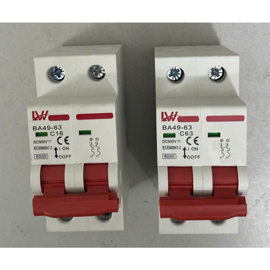 (LW) Attomat DC (MCB) 2P 32A,40A,63A 500VDC , BA49-63,2P100A,125A ...
