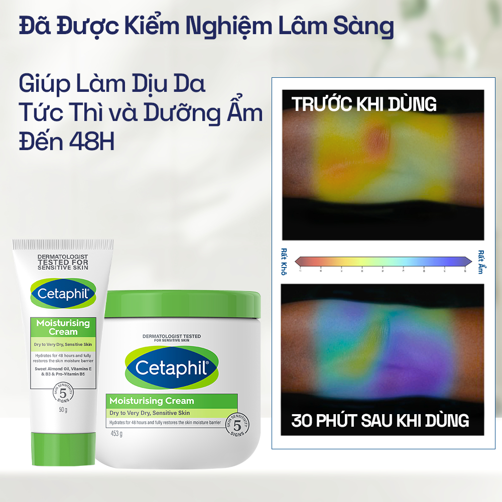 Ảnh [LIVE] Kem dưỡng ẩm dịu lành cho da nhạy cảm CETAPHIL MOISTURISING CREAM 50G 1