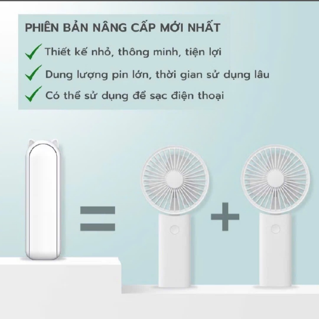Quạt Mini Cầm Tay 2000mAh Đa Chức Năng Có Thể Gập Gọn Tích Hợp Sạc Dự Phòng, Gió Yên Tĩnh