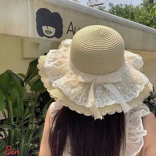 Mũ cói vành rộng phối voan 2 tầng tiểu thư siêu xinh nàng thơ