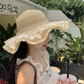 Mũ cói vành rộng phối voan 2 tầng tiểu thư siêu xinh nàng thơ