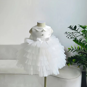 Váy Công Chúa Bé Gái, váy tiểu thư thôi nôi trắng tầng