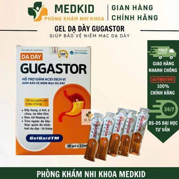 Gel dạ dày GUGASTOR - Hỗ trợ giảm acid dịch vị, giúp bảo vệ dạ dày, giảm đầy hơi, trào ngược dạ dày (Hộp 20 gói)