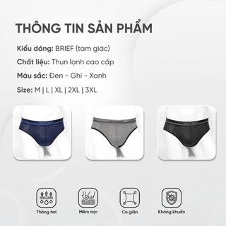 COMBO 3 Quần Lót Nam Thun Lạnh, Co Giãn 4 Chiều, Thoáng Khí, Lớp Lót Kháng Khuẩn CB3MBF09