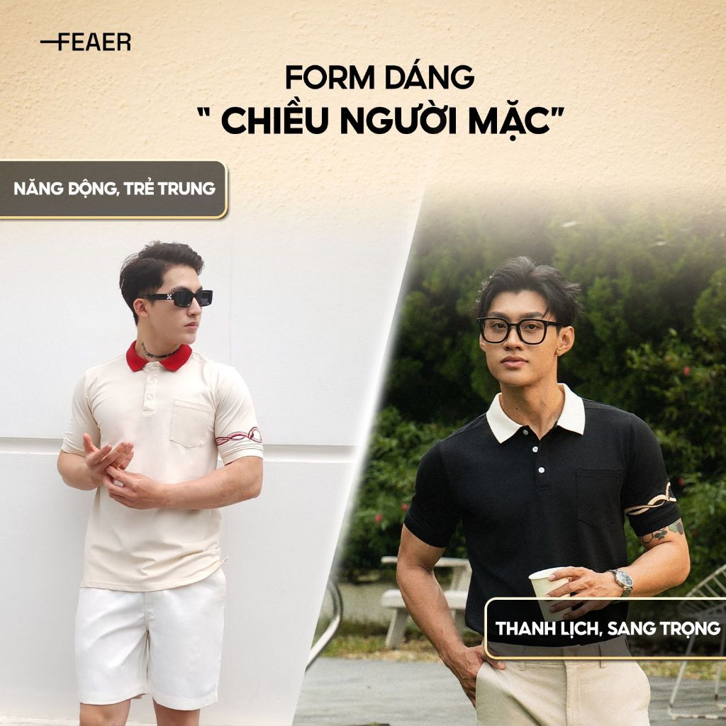 Áo polo nam có cổ Ouroboros, chất vải Cotton Micro mềm mịn, thấm hút, bền màu, họa tiết thêu rắn - FEAER
