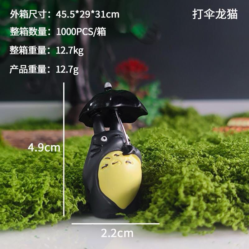 Mô hình Chu Totoro cầm ô và con bồ hóng trang trí tiểu cảnh, terrarium, DIY