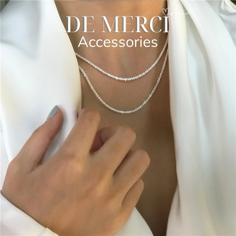 Set 2 Dây chuyền De Merci bạc xù 925 lấp lánh, sang trọng