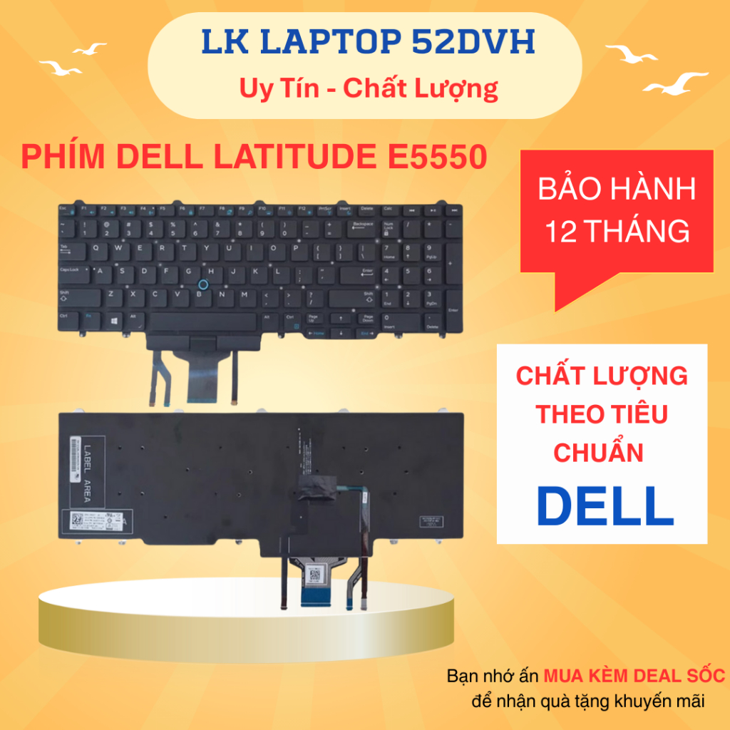 Bàn Phím Laptop Dell Latitude E5550 E5570 E5580, Precision 3520 7510 7520 7710 7720 New 100%