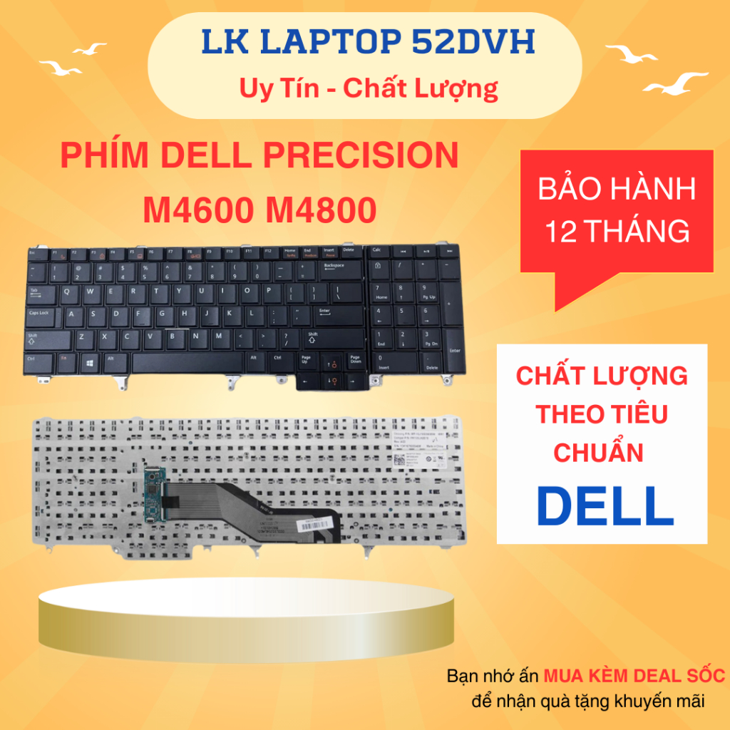 Bàn Phím Laptop Dell Precision M2800 M4600 M6600 M4700 M4800 M6700 M6800, Latitude E6520 E6530 E6540 E5520 E5530