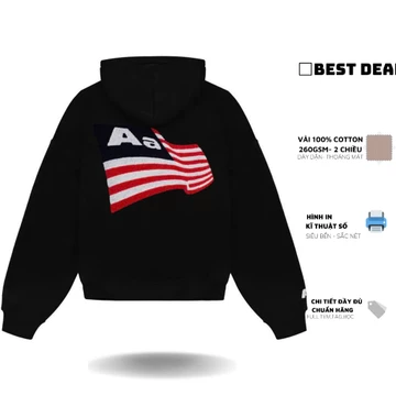 Áo hoodie Aa thêu xù logo nổi bật hot trend nam nữ mới nhất Áo khoác hoodie thêu xù logo nam nữ cao cấp