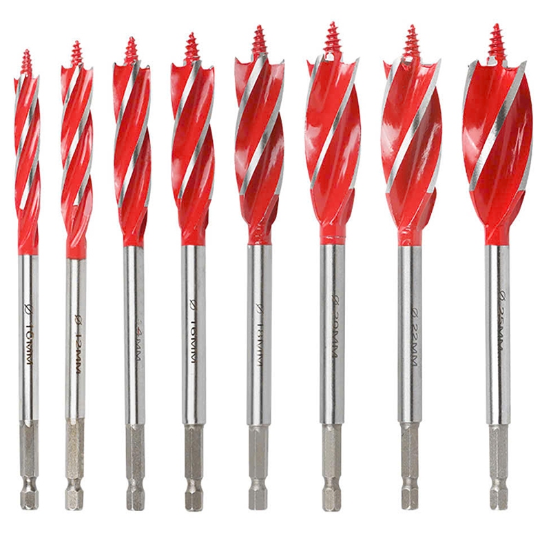 Mũi Khoan Gỗ , Mũi Khoét Gỗ Đầu 4 Cạnh Chuôi Lục Giác khoan ngọt và ổn định