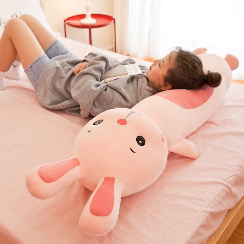 Gấu bông ôm ngủ dài hình thú cho bé, gối ôm ngủ động vật bông gòn đàn hồi vỏ lông mịn không bám bụi
