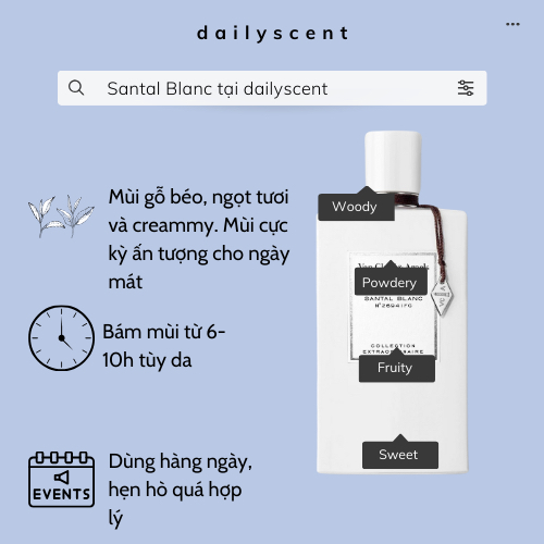 Nước hoa Santal Blanc 75ml EDP VC | Nước hoa nam| Nước hoa mùi gỗ| Dailyscent| Nước hoa niche